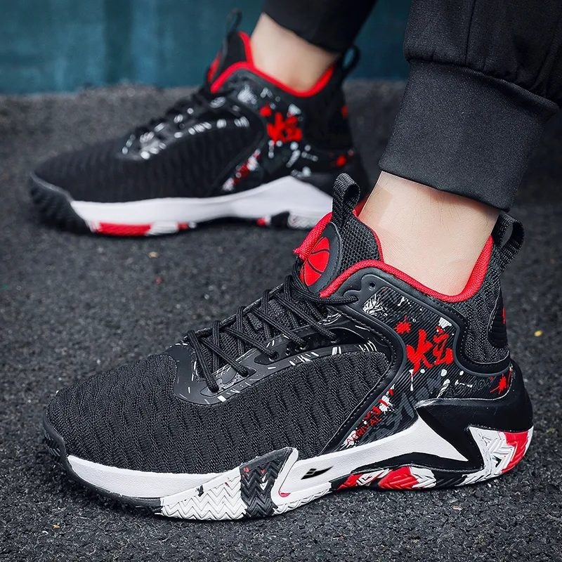 Kuding Cushioned Slip-Resistant Abrasion-Resistant Breathable Mid-Top Basketball Shoes Men's-6
