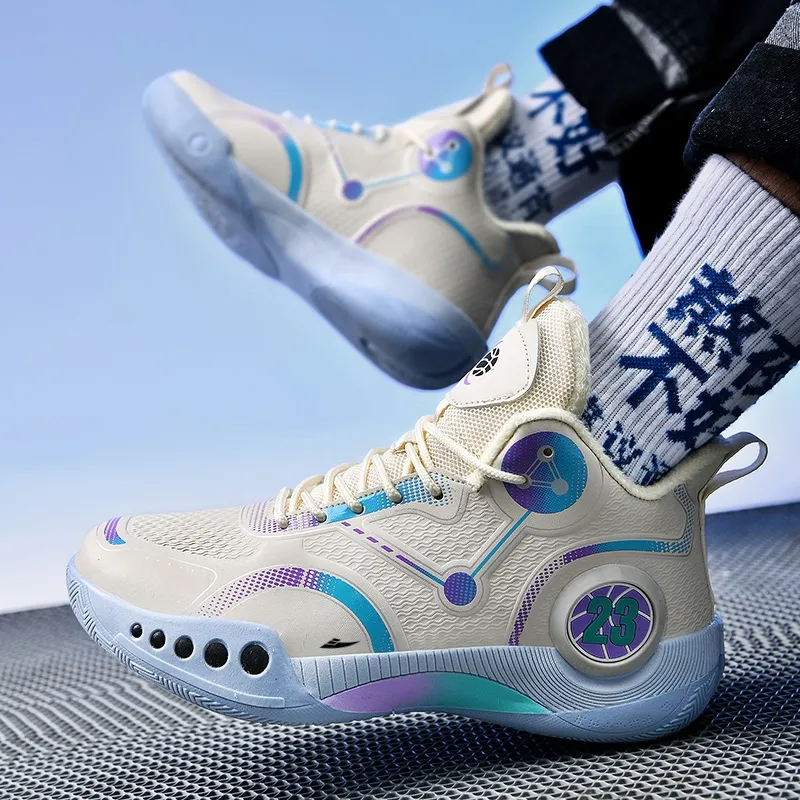 Kuding Cushioned Anti Slip And Wear Resistant Warm Mid Top Basketball Shoes Unisex-3