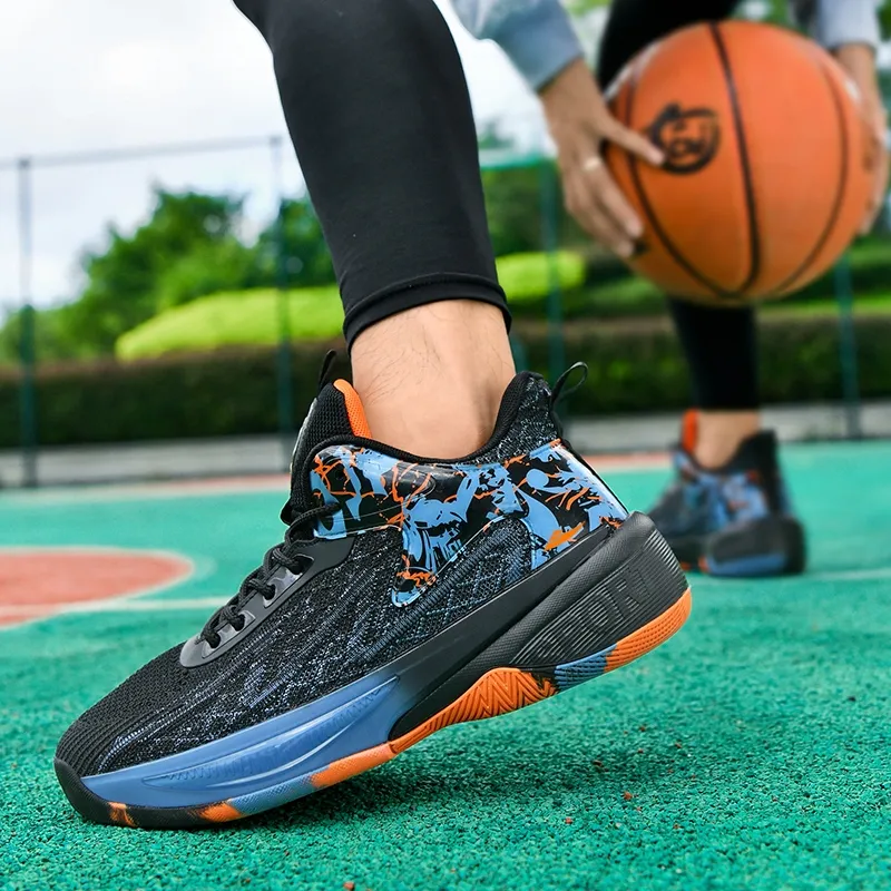 Kuding Basketball Shoes Men Mid Top Ginkgo Green/Black Blue Orange/Mint Green-8