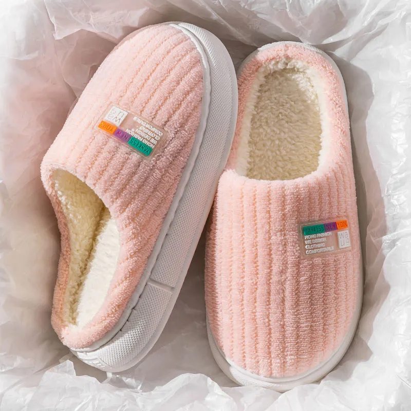 Foot Recreation Winter Minimalist Style Comfortable Warm Slip Resistant Soft Sole Home Cotton Slippers Unisex-8