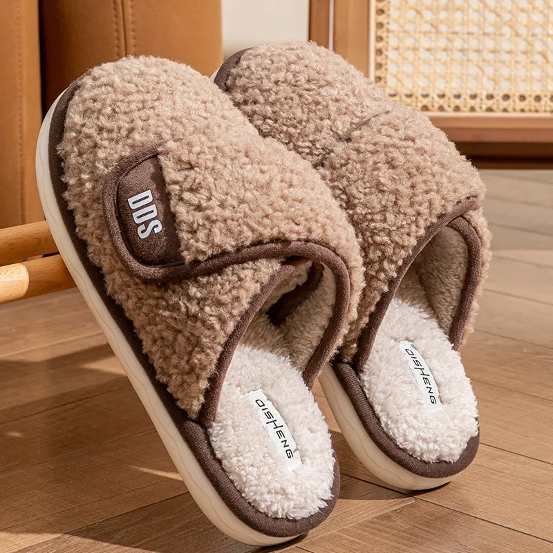 Foot Recreation Winter Home Warm Non Swollen Feet Hook and Loop Cotton Slippers Unisex-17