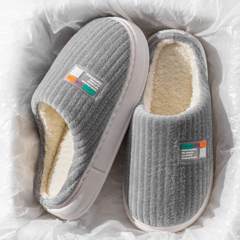Foot Recreation Winter Minimalist Style Comfortable Warm Slip Resistant Soft Sole Home Cotton Slippers Unisex-18