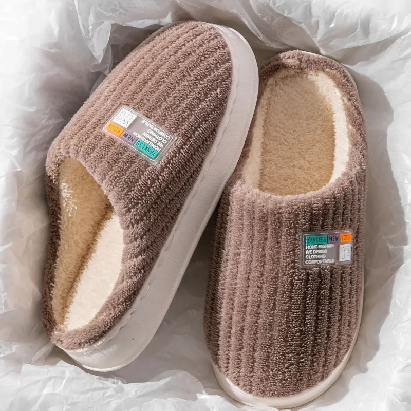 Foot Recreation Winter Minimalist Style Comfortable Warm Slip Resistant Soft Sole Home Cotton Slippers Unisex-23