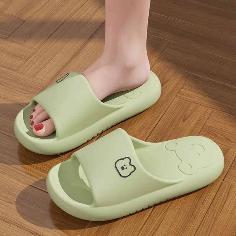 Foot Recreation Summer Bear Home Indoor Bathing Slip Resistant Couple Squashy And Bouncy Feeling Slippers, Unisex-19