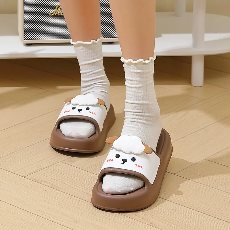 Foot Recreation Summer Comfortable Soft Noise Reducing Cute Lamb Slippers, Home Slippers, Couple Same Style-4
