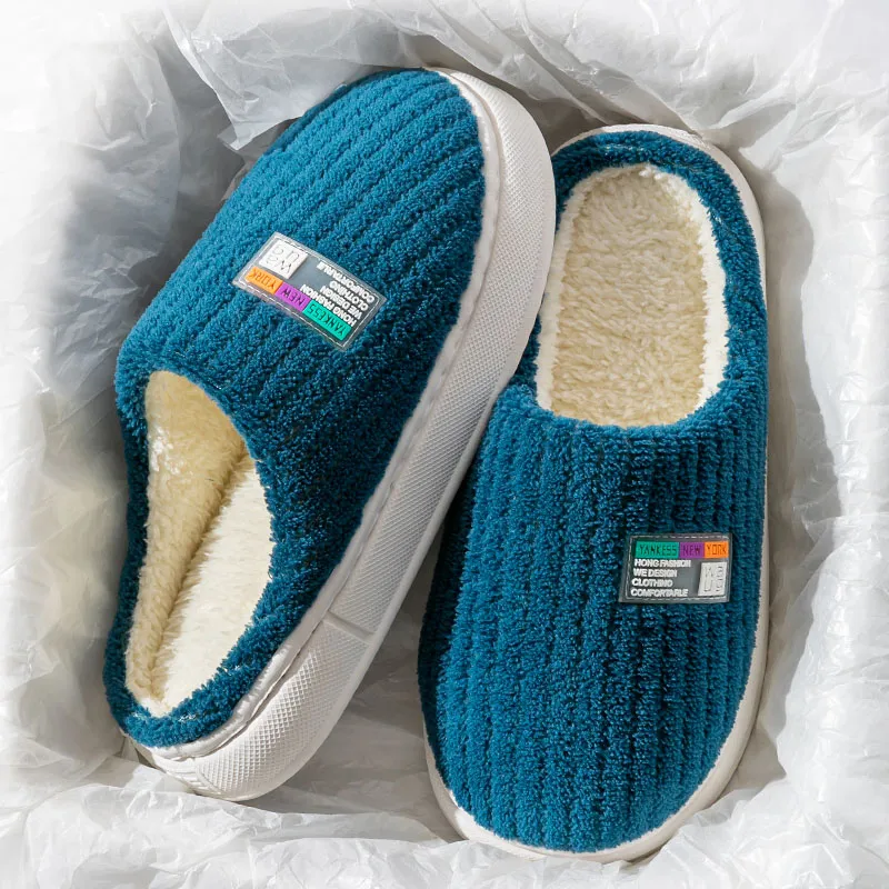 Foot Recreation Winter Minimalist Style Comfortable Warm Slip Resistant Soft Sole Home Cotton Slippers Unisex-3