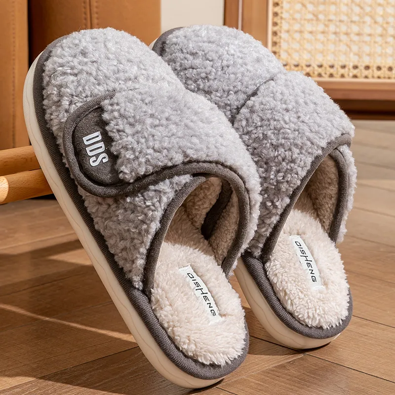 Foot Recreation Winter Home Warm Non Swollen Feet Hook and Loop Cotton Slippers Unisex-13