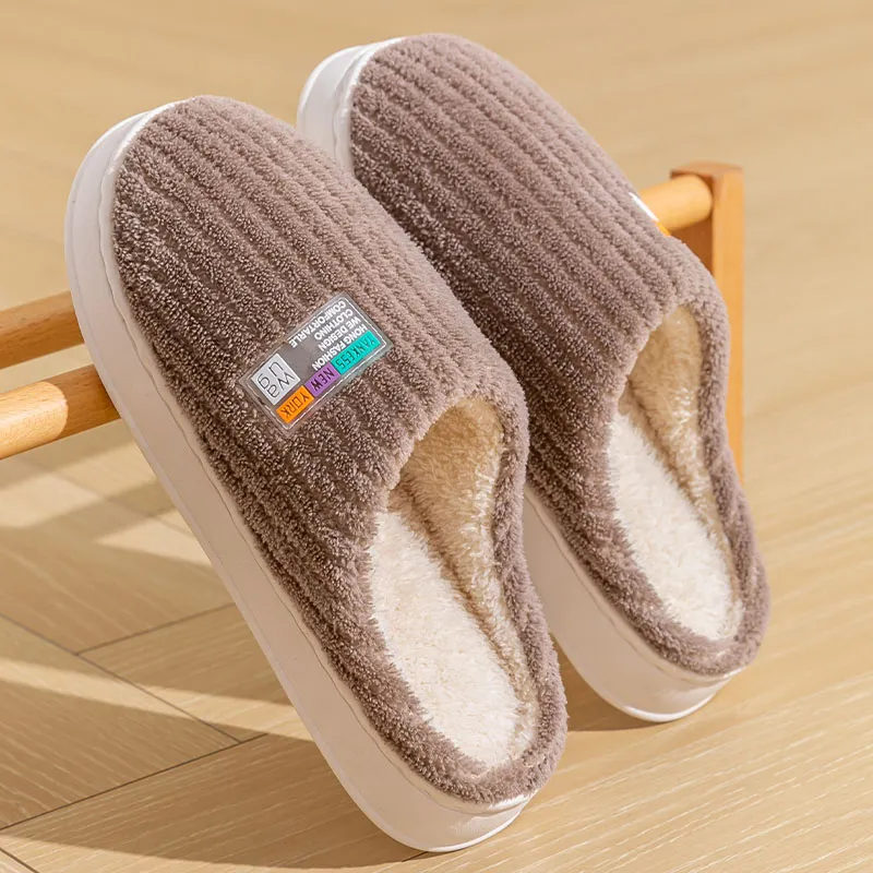 Foot Recreation Winter Minimalist Style Comfortable Warm Slip Resistant Soft Sole Home Cotton Slippers Unisex-22