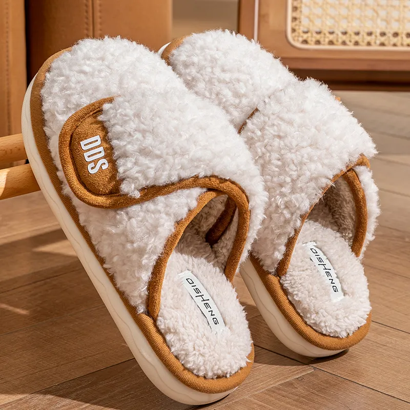 Foot Recreation Winter Home Warm Non Swollen Feet Hook and Loop Cotton Slippers Unisex-1