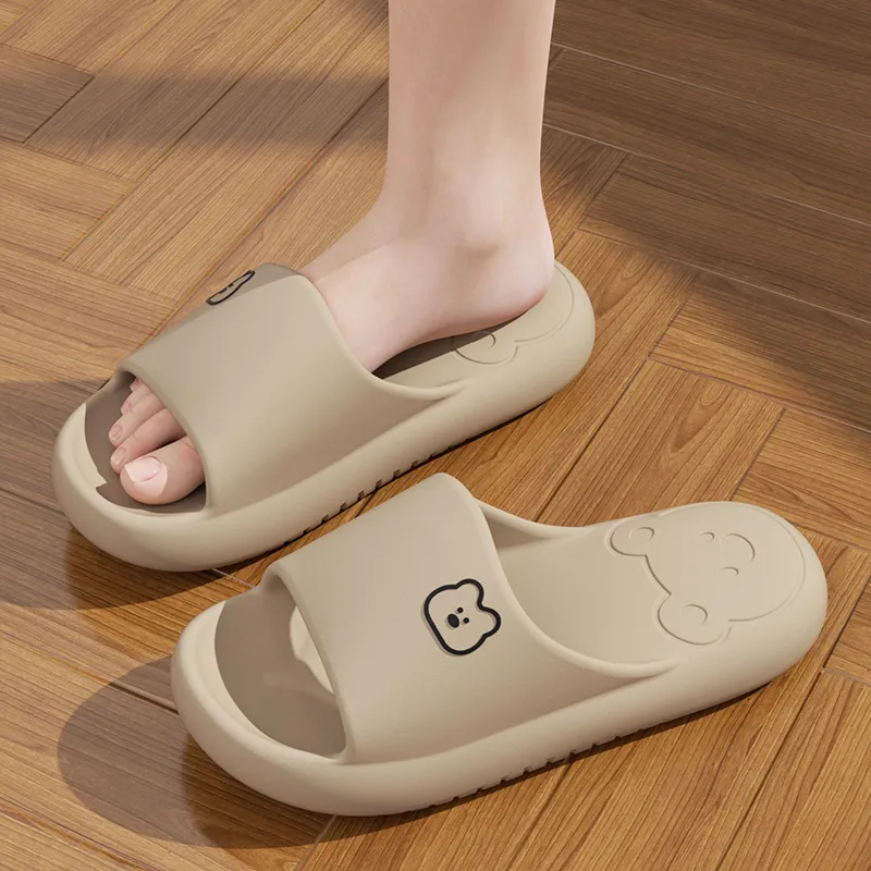 Foot Recreation Summer Bear Home Indoor Bathing Slip Resistant Couple Squashy And Bouncy Feeling Slippers, Unisex-29