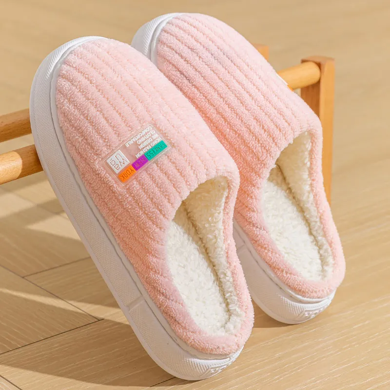 Foot Recreation Winter Minimalist Style Comfortable Warm Slip Resistant Soft Sole Home Cotton Slippers Unisex-7