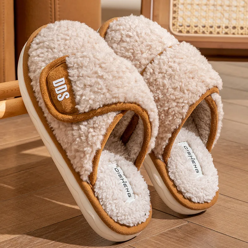 Foot Recreation Winter Home Warm Non Swollen Feet Hook and Loop Cotton Slippers Unisex-9