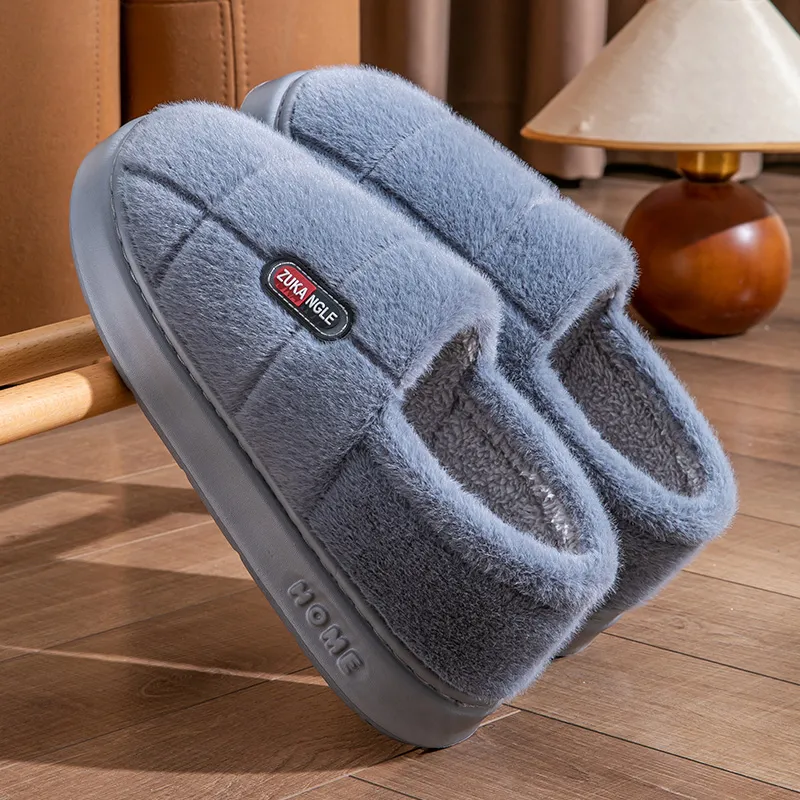Foot Recreation Winter Warm Minimalist Style Square Cotton Slippers Home Slippers Unisex-1