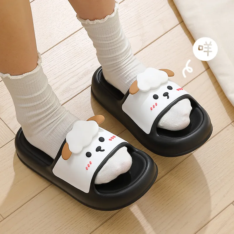 Foot Recreation Summer Comfortable Soft Noise Reducing Cute Lamb Slippers, Home Slippers, Couple Same Style-24
