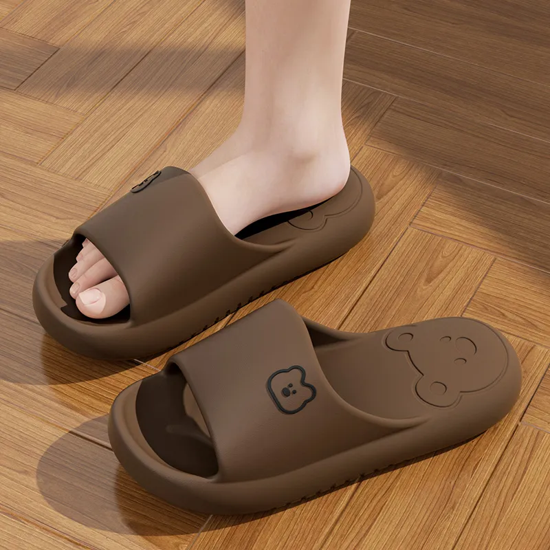 Foot Recreation Summer Bear Home Indoor Bathing Slip Resistant Couple Squashy And Bouncy Feeling Slippers, Unisex-34