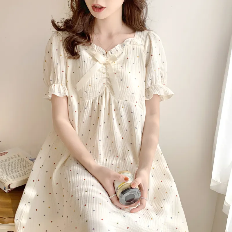 YUZHAOLIN Nightgown Women's Apricot-2