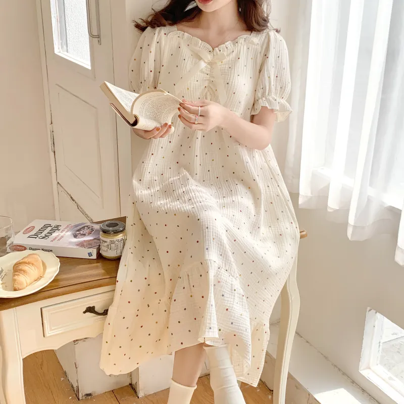 YUZHAOLIN Nightgown Women's Apricot-3