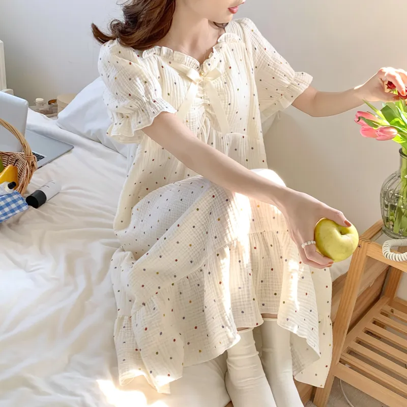 YUZHAOLIN Nightgown Women's Apricot-5