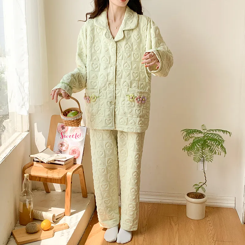 YUZHAOLIN Pajama Set Women's Green-6