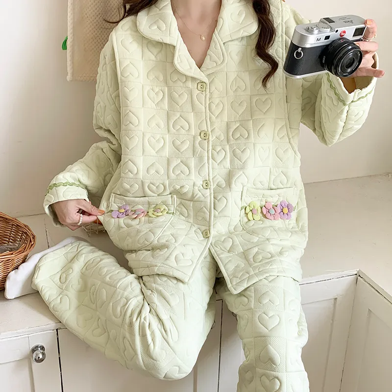 YUZHAOLIN Pajama Set Women's Green-3