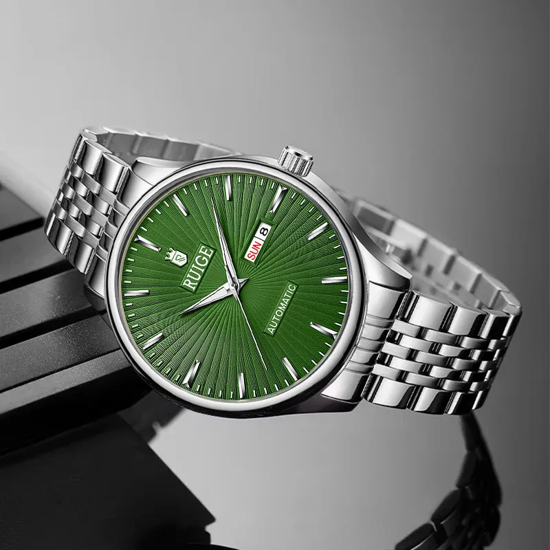 RUIGE Pioneer Series Mechanical Movement Stainless Steel Watchband Chinese Watches Men's Watches Black Dial-10
