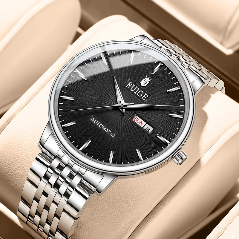 RUIGE Pioneer Series Mechanical Movement Stainless Steel Watchband Chinese Watches Men's Watches Black Dial-2