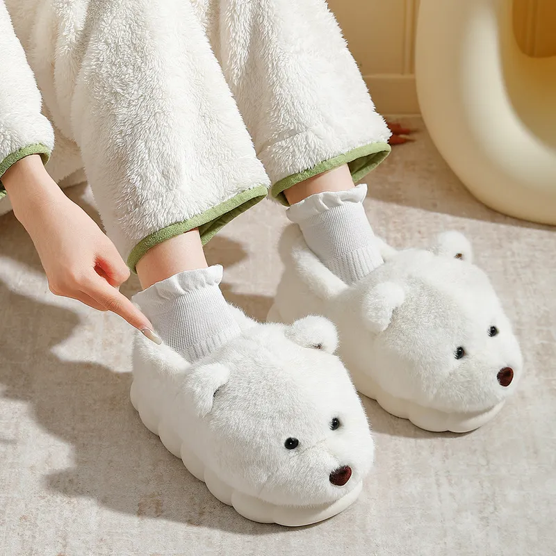 Flamingo Small Dog Cute Cotton Slippers, Backed For Fall And Winter Indoor Couple Home Use Plush Warm Fuzzy Slippers-2