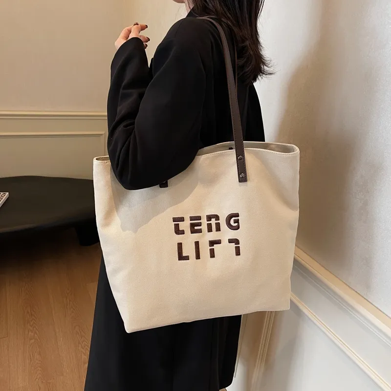 SUN ERATH&U Fabric Tote Bag Shopping Bag Shoulder Bags Women's Black Tea/Chestnut Brown/Ecru/Khaki-17