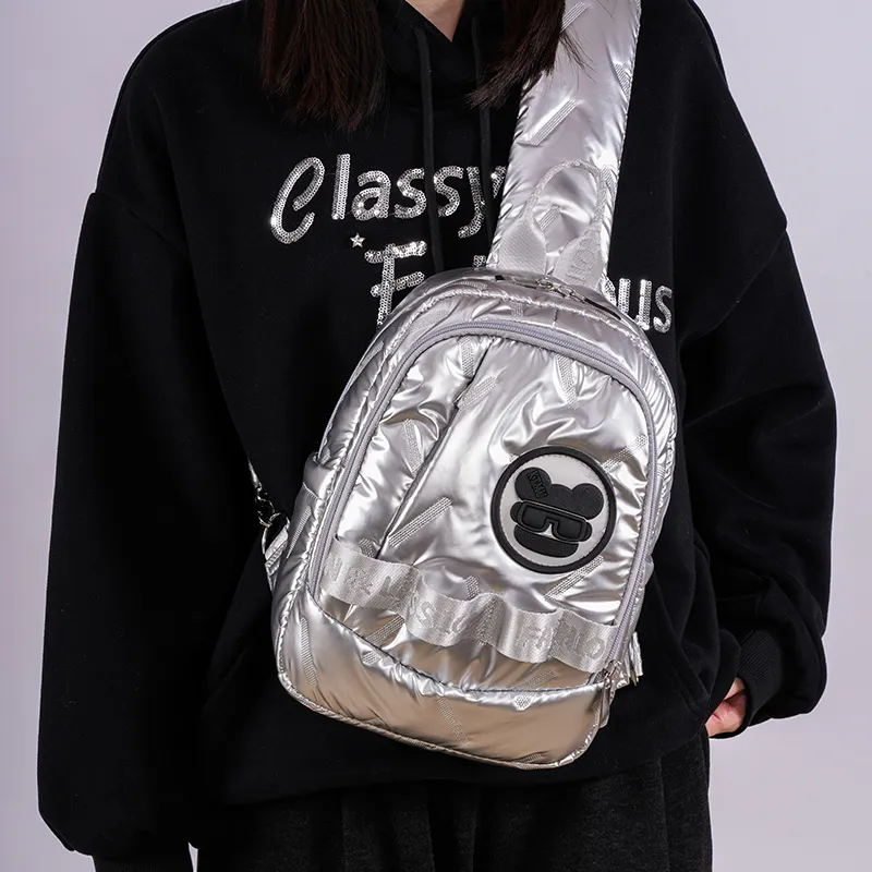 SUN ERATH&U Polyester Sling Bag Regular Unisex Silver Black-9