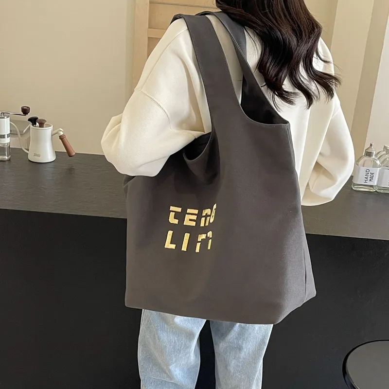 SUN ERATH&U Canvas Canvas Bag Tote Bag Shopping Bag Shoulder Bag Women's Black/Brown/White/Khaki-2