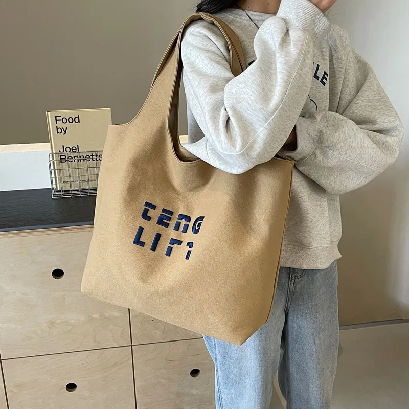 SUN ERATH&U Canvas Canvas Bag Tote Bag Shopping Bag Shoulder Bag Women's Black/Brown/White/Khaki-8