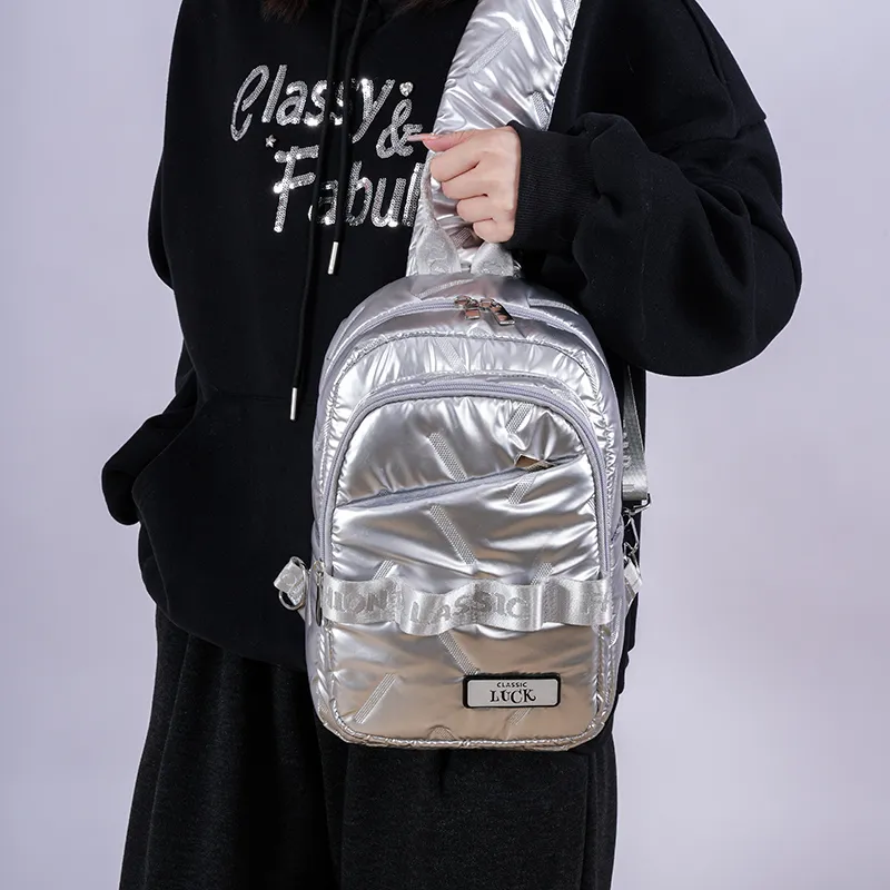 SUN ERATH&U Polyester Sling Bag Regular Unisex Silver Black-25