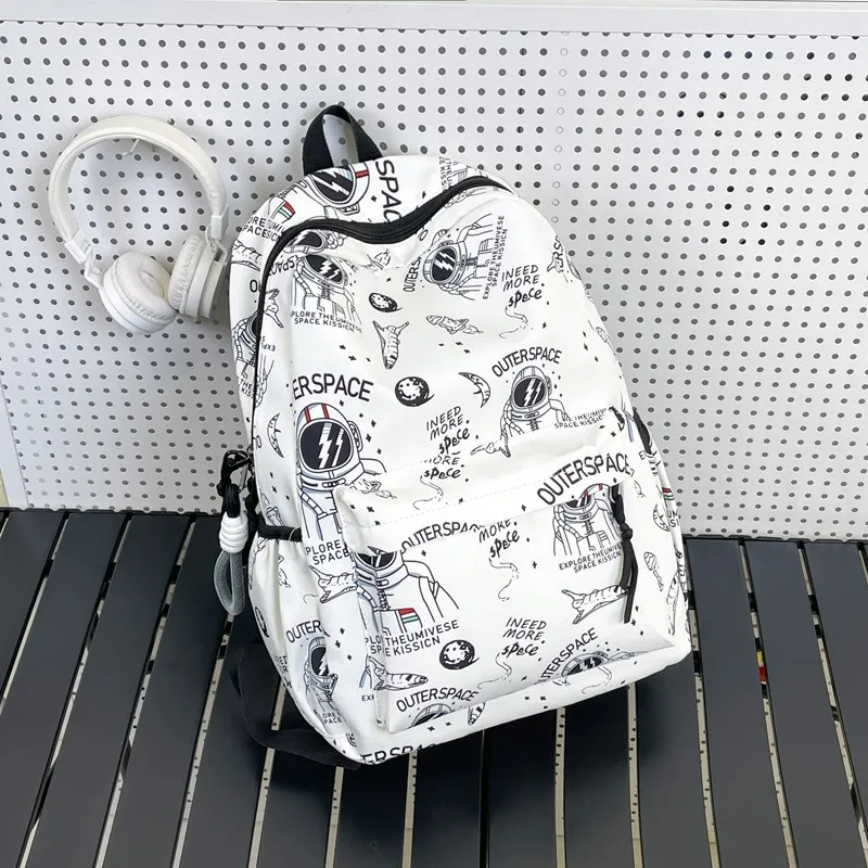 SUN EARTH &U Nylon Backpack Unisex White/Black-2