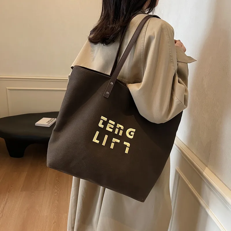 SUN ERATH&U Fabric Tote Bag Shopping Bag Shoulder Bags Women's Black Tea/Chestnut Brown/Ecru/Khaki-2