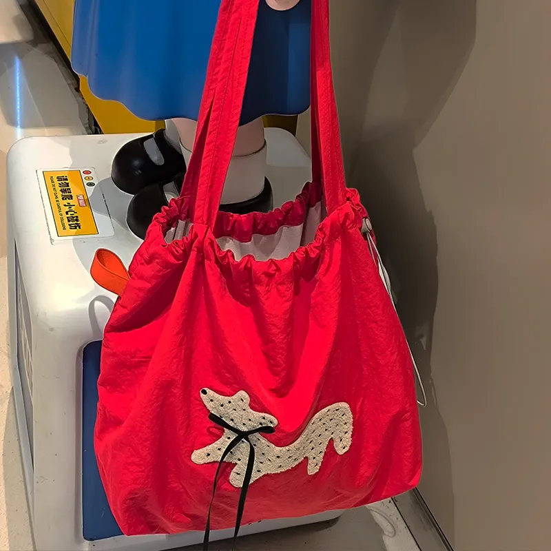 SUN ERATH&U Nylon Shoulder Bag Women's Red Puppy-3
