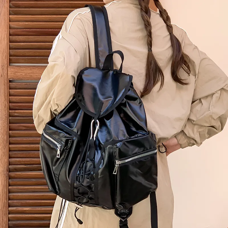 SUN ERATH&U Nylon Backpack Regular Unisex Black/Silver-1