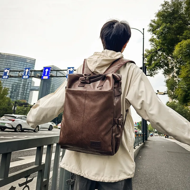 SUN ERATH&U PU Backpack Regular Men's Black/Brown-5