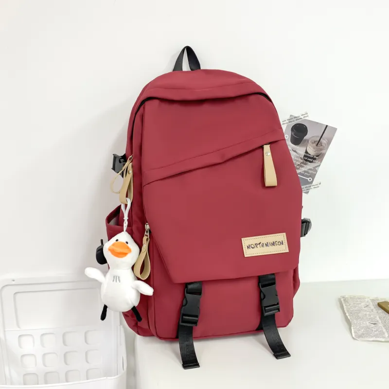 SUN ERATH&U Composite Cloth Backpack Unisex White/Black/Red/Blue-6