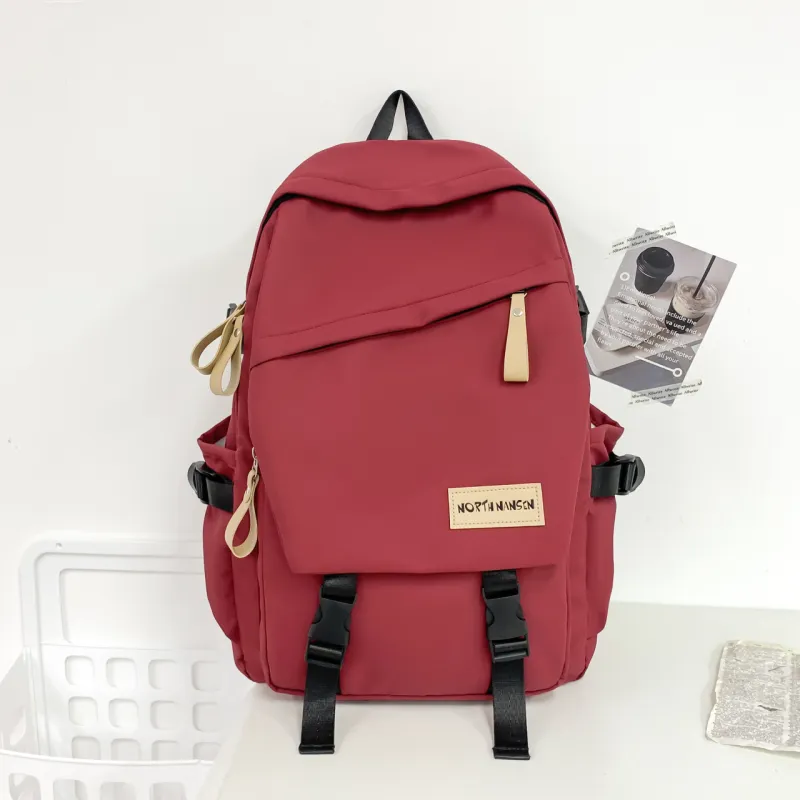 SUN ERATH&U Composite Cloth Backpack Unisex White/Black/Red/Blue-5