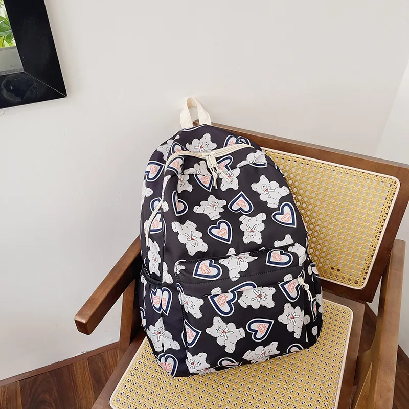 SUN EARTH &U Nylon Backpack Women's Black/White-4