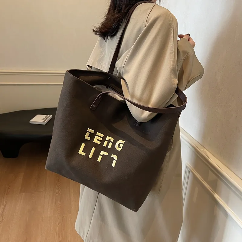 SUN ERATH&U Fabric Tote Bag Shopping Bag Shoulder Bags Women's Black Tea/Chestnut Brown/Ecru/Khaki-4