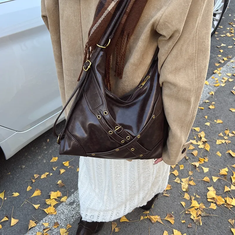 SUN ERATH&U PU Crossbody Bag Regular Women's Black/Coffee/Brown-4