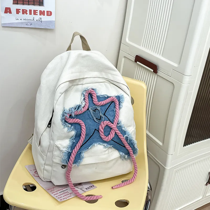 SUN EARTH &U Canvas Backpack Unisex White-1