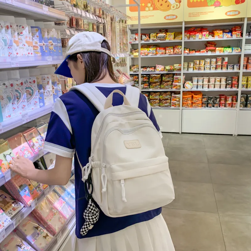 SUN ERATH&U Nylon Backpack Unisex White/Black/Purple/Blue/Pink-3