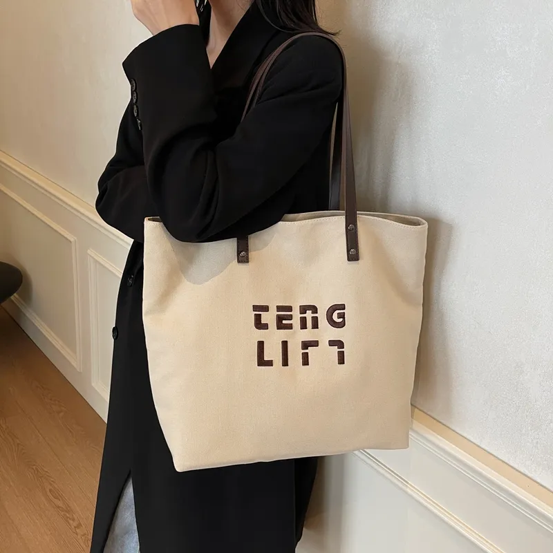 SUN ERATH&U Fabric Tote Bag Shopping Bag Shoulder Bags Women's Black Tea/Chestnut Brown/Ecru/Khaki-18
