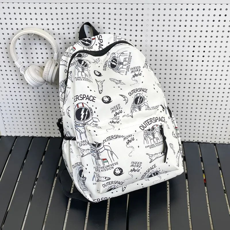SUN EARTH &U Nylon Backpack Unisex White/Black-1