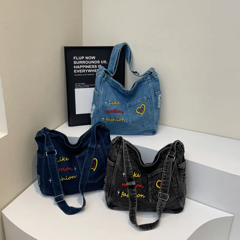 SUN EARTH &U Denim Shoulder Bag Women's Multicolor-3