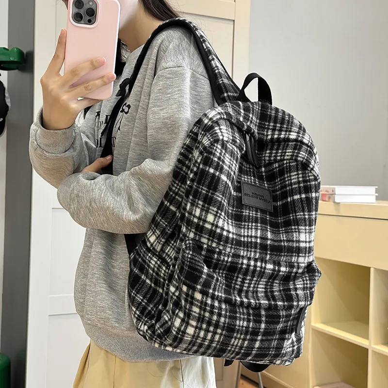 SUN ERATH&U Woolen Backpack Regular Unisex Black Ecru Coffee Red-7