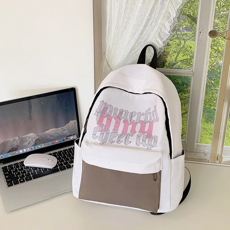 SUN EARTH &U Nylon Fabric Backpack Unisex Pink Letter Version/Red Text Mother Version-1