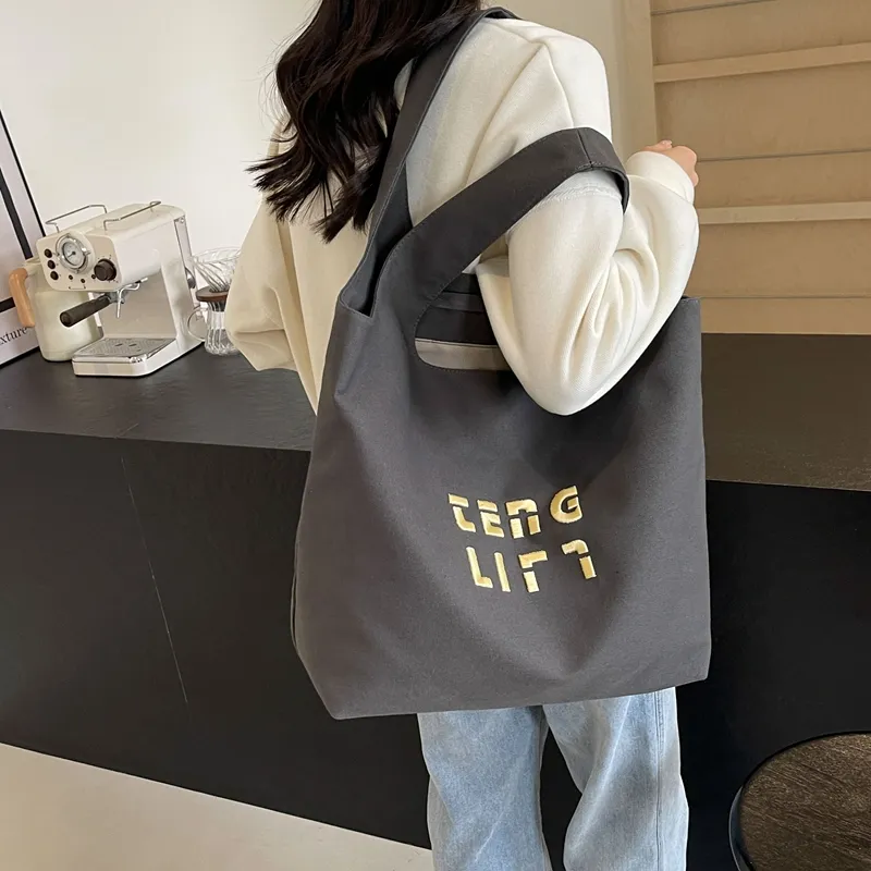 SUN ERATH&U Canvas Canvas Bag Tote Bag Shopping Bag Shoulder Bag Women's Black/Brown/White/Khaki-3